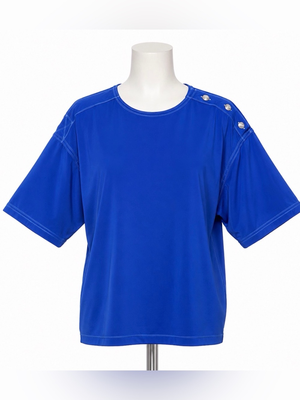 Oleg Cassini Size 4 Royal Blue Short Sleeve Women’s Blouse